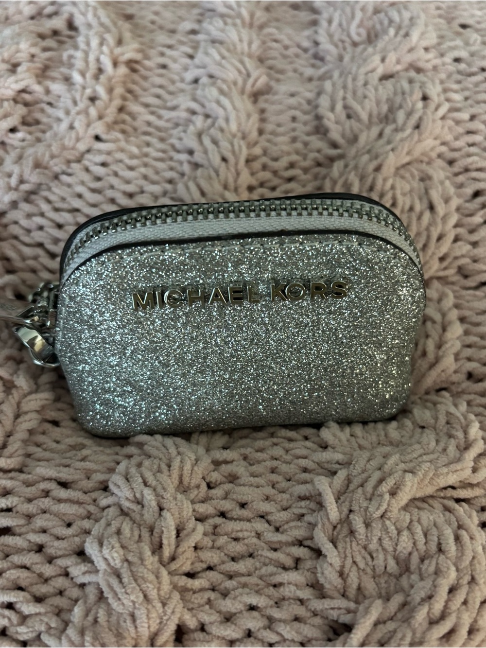 Michael Kors Silver Glitter Pouch